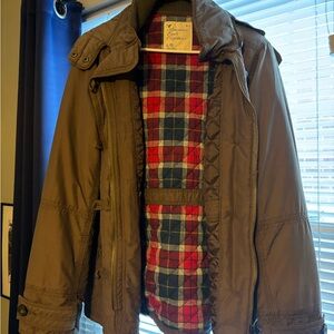 American Eagle Outfitters Brown Jacket with Plaid Lining. Vintage 2000s